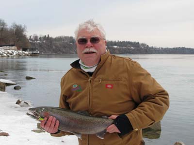 The Captain with a Niagara River steelhead caught January 24, 2010